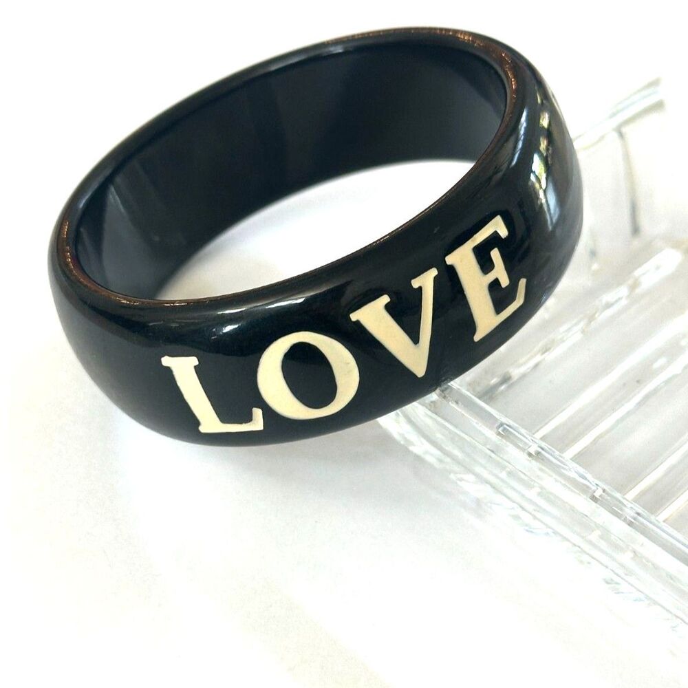 LOVE Black Cuff Bracelet Acrylic bangle